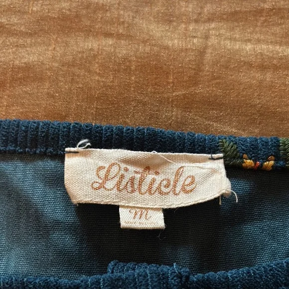 Listicle Blue Midi Sundress with Bishop Sleeves - Picture 2 of 5